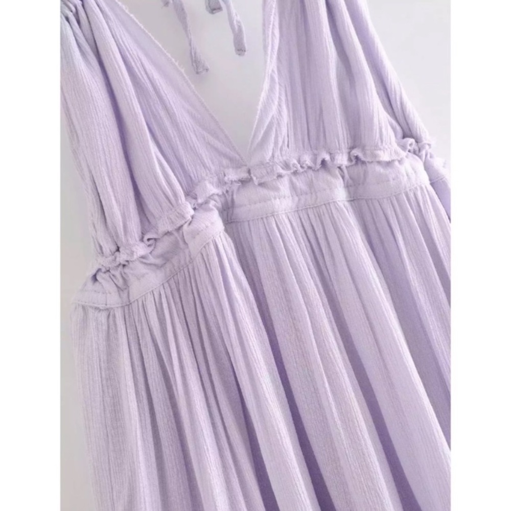 SOLD OUT Lavender Swiss Dot Halter Mini Dress - Picture 5 of 15